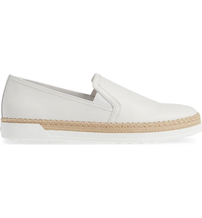 Shop Tod's Espadrille Slip-on Sneaker In White Leather
