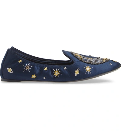 Shop Tory Burch Olympia Embellished Loafer Flat In Perfect Navy