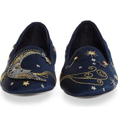 Shop Tory Burch Olympia Embellished Loafer Flat In Perfect Navy