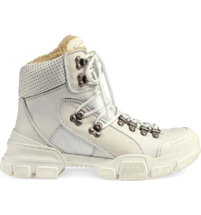 Shop Gucci Journey Genuine Shearling Hiker Boot In White