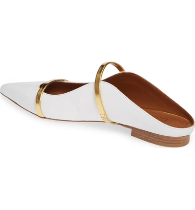 Shop Malone Souliers By Roy Luwolt Maureen Pointy Toe Flat In Optic White/ Gold