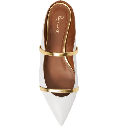 Shop Malone Souliers By Roy Luwolt Maureen Pointy Toe Flat In Optic White/ Gold
