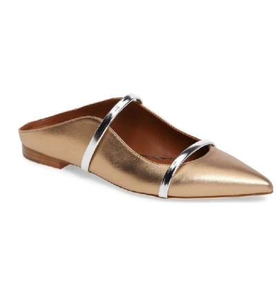 Shop Malone Souliers Maureen Pointy Toe Flat In Gold/ Silver