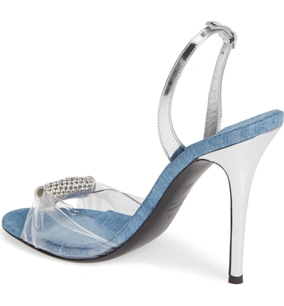 Shop Giuseppe Zanotti Crystal Embellished Sandal In Denim/ Transparent