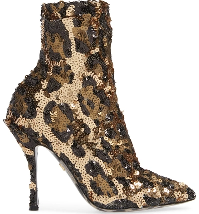 Shop Dolce & Gabbana Leopard Sequin Bootie