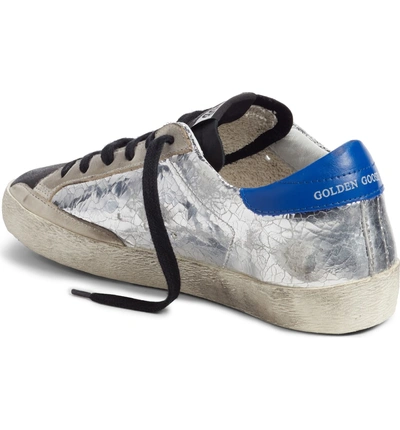 Shop Golden Goose Superstar Sneaker In Silver/ Blue