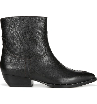 Shop Sam Edelman Ava Western Bootie In Black Leather