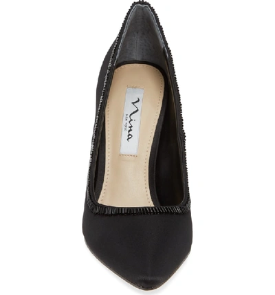 Shop Nina Deedra Beaded Pump In Black Satin