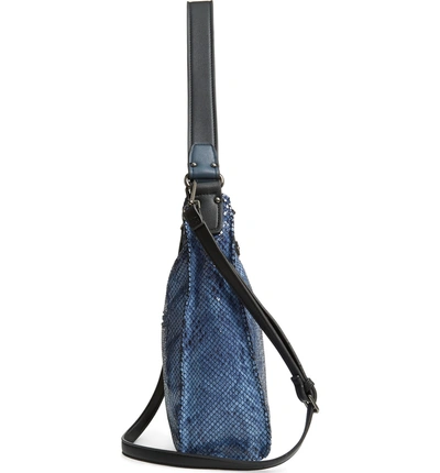 Shop Sondra Roberts Snake Embossed Faux Leather Hobo In Denim