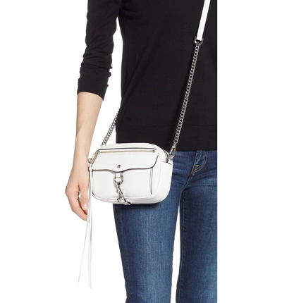 Shop Rebecca Minkoff Blythe Leather Crossbody Bag - White In Optic White