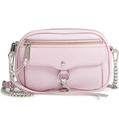 Shop Rebecca Minkoff Blythe Leather Crossbody Bag - Purple In Light Orchid Pebble