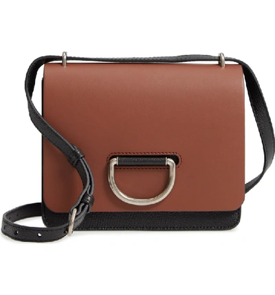 Shop Burberry Small D-ring Leather Crossbody Bag In Tan/ Black