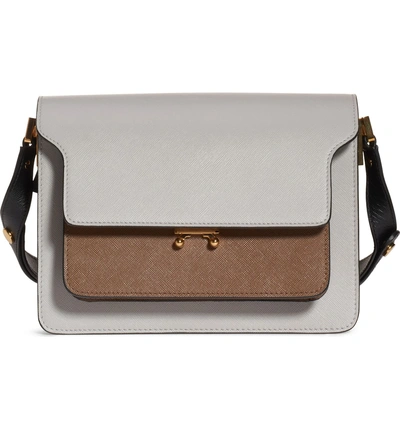 TRUNK medium bag in grey saffiano leather