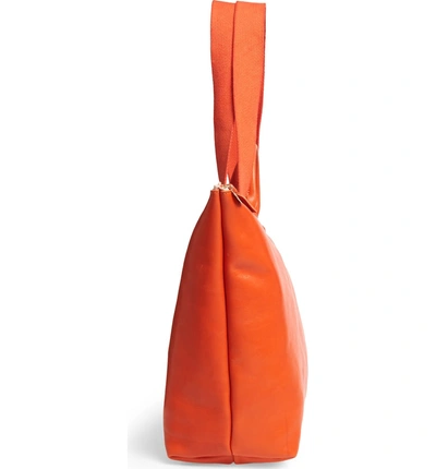 Shop Clare V Le Zip Leather Tote - Red In Poppy Rustic Pop