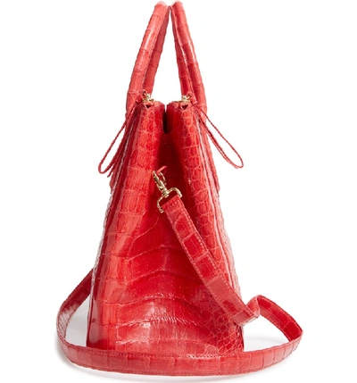 Shop Nancy Gonzalez Medium Double Zip Genuine Crocodile Tote In Red Shiny