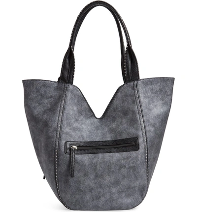 Shop Sondra Roberts Studded Faux Leather Shopper - Grey In Pewter Grey