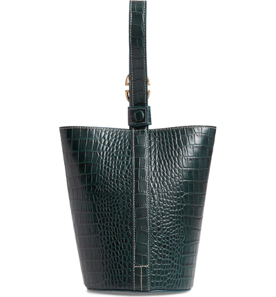 Shop Trademark Small Leather Bucket Bag - Green In Forest