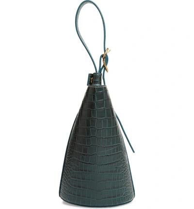 Shop Trademark Small Leather Bucket Bag - Green In Forest