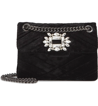 Shop Kurt Geiger Mini Mayfair Velvet Crossbody Bag - Black In Black/ Other