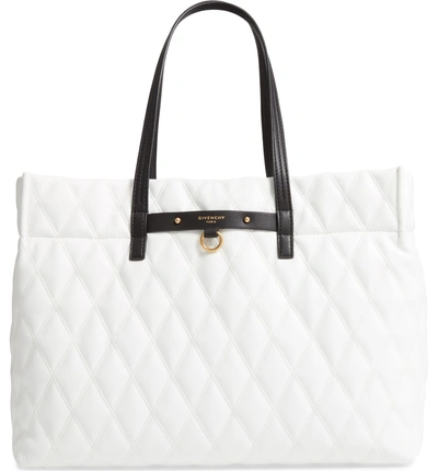 Shop Givenchy Quilted East/west Faux Leather Shopper In White