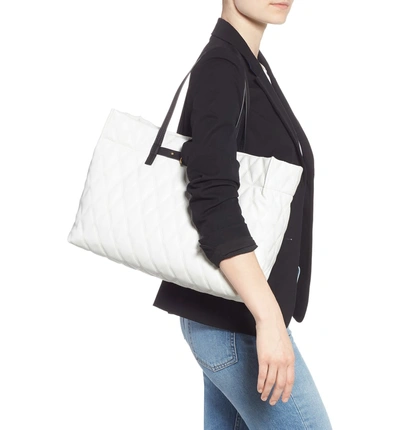 Shop Givenchy Quilted East/west Faux Leather Shopper In White