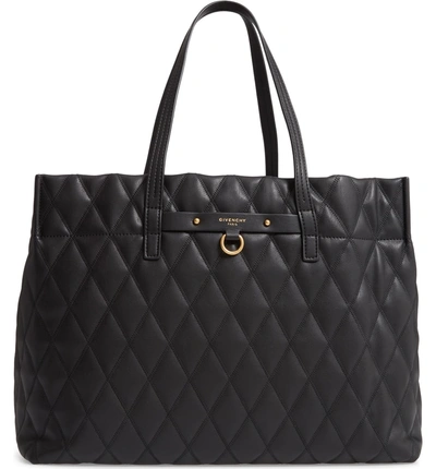 Shop Givenchy Quilted East/west Faux Leather Shopper - Black