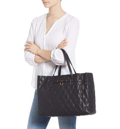 Shop Givenchy Quilted East/west Faux Leather Shopper - Black