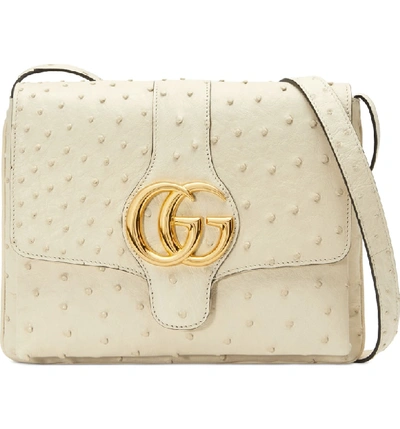 Shop Gucci Mediumostrich Crossbody Bag In Ivory