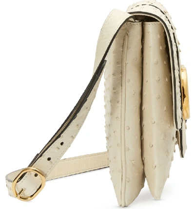 Shop Gucci Mediumostrich Crossbody Bag In Ivory