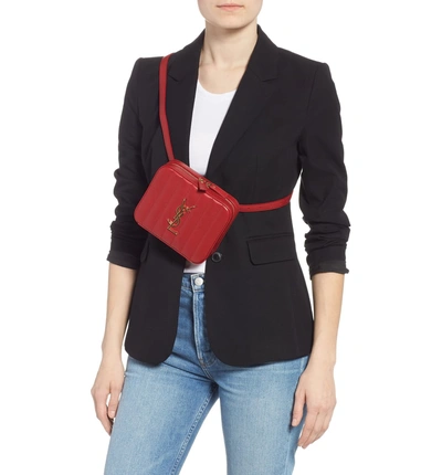 Shop Saint Laurent Vicky Lambskin Leather Belt Bag - Burgundy In Rouge Eros