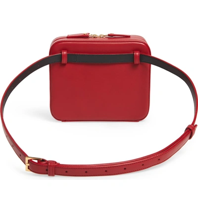 Shop Saint Laurent Vicky Lambskin Leather Belt Bag - Burgundy In Rouge Eros