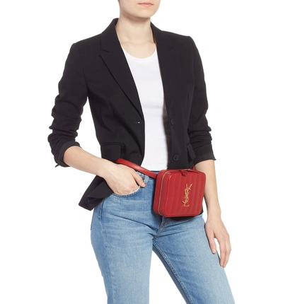 Shop Saint Laurent Vicky Lambskin Leather Belt Bag - Burgundy In Rouge Eros