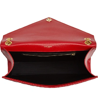 Shop Saint Laurent Large Envelope Calfskin Shoulder Bag In Bandana Red