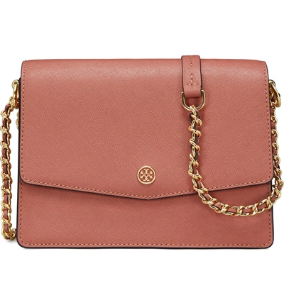 Shop Tory Burch Robinson Convertible Leather Shoulder Bag - Brown In Tramonto