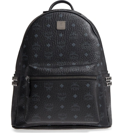 Shop Mcm Medium Stark Side Stud Coated Canvas Backpack In Black