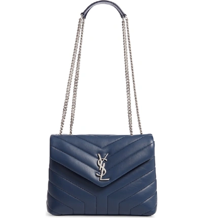 Shop Saint Laurent Small Loulou Matelasse Leather Shoulder Bag - Blue In Denim Blue