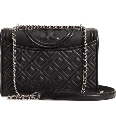Shop Tory Burch Small Fleming Leather Convertible Shoulder Bag In Black / Silver