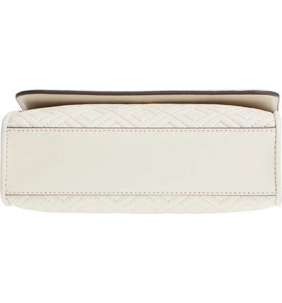 Shop Tory Burch Small Fleming Quilted Lambskin Leather Convertible Shoulder Bag - White In Birch