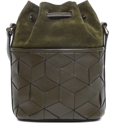 Shop Welden Mini Gallivanter Leather Bucket Bag In Dark Olive