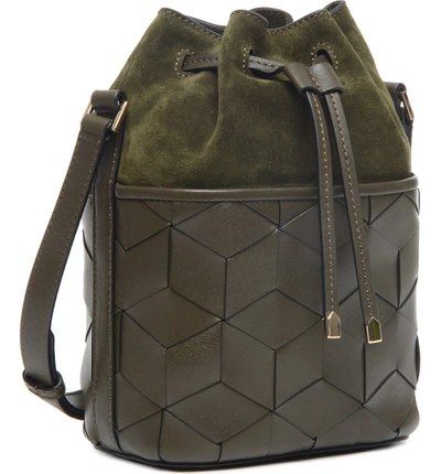 Shop Welden Mini Gallivanter Leather Bucket Bag In Dark Olive