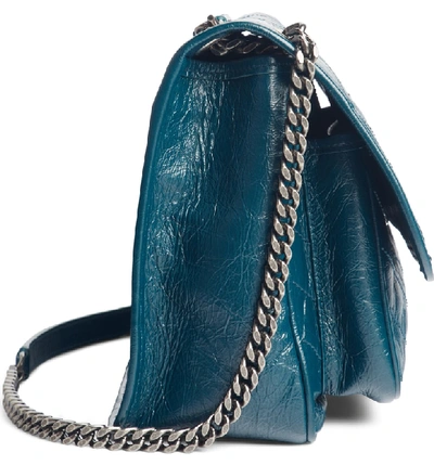 Shop Saint Laurent Medium Niki Leather Shoulder Bag - Blue/green In Dark Turquoise