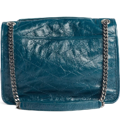 Shop Saint Laurent Medium Niki Leather Shoulder Bag - Blue/green In Dark Turquoise