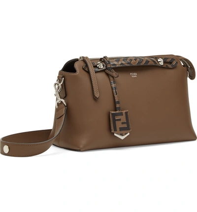 Shop Fendi Medium By The Way Leather Shoulder Bag In Maya/ Nero/ Palladio
