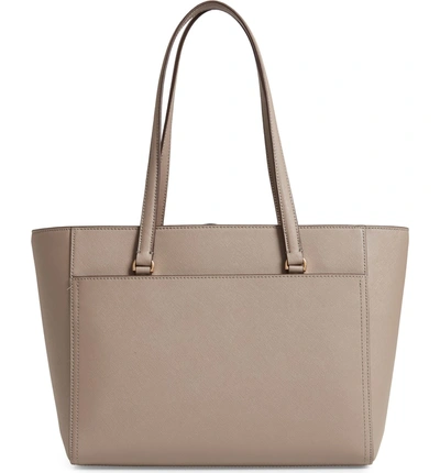 Shop Tory Burch Small Robinson Leather Tote - Grey In Gray Heron