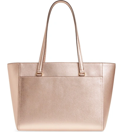 Shop Tory Burch Small Robinson Leather Tote - Pink In Light Rose Gold
