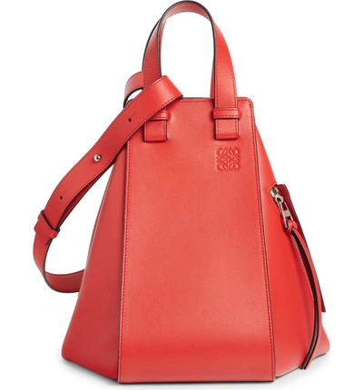 Shop Loewe Hammock Small Leather Hobo In Scarlet Red