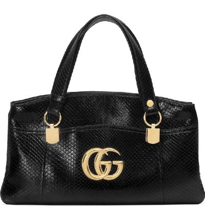 Shop Gucci Large Arli Genuine Python Top Handle Bag In Nero