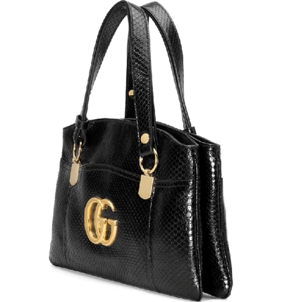 Shop Gucci Large Arli Genuine Python Top Handle Bag In Nero