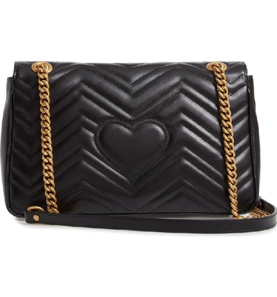 Shop Gucci Medium Gg Matelasse Leather Shoulder Bag In Nero/ Nero