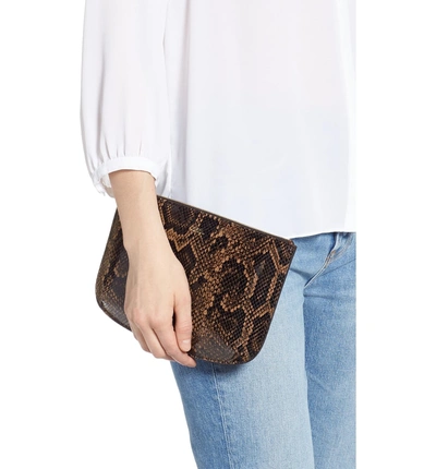 Shop Apc Sarah Snake Embossed Leather Clutch - Brown In Marron Fonc